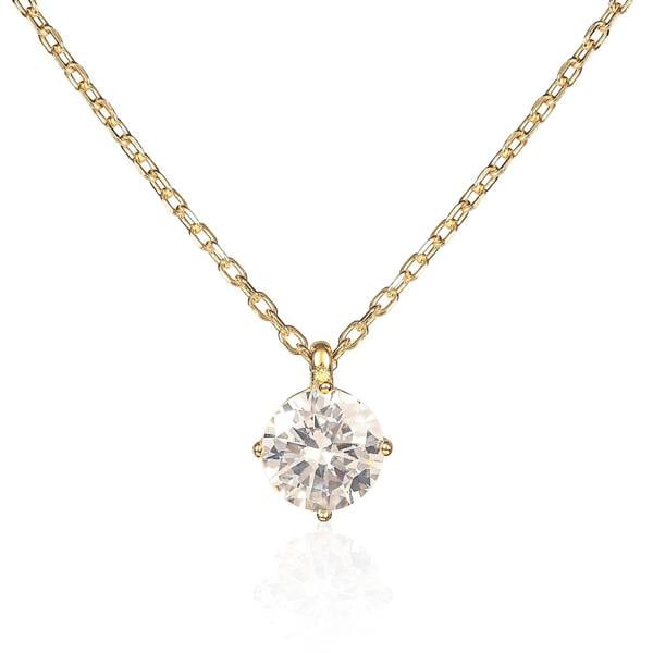 namana Gold Plated 925 Sterling Silver Round Solitaire Pendant Necklace For Women