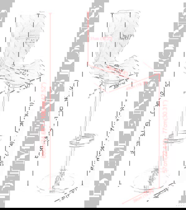 Modcraft Set of 2 Adjustable Swivel Bar Stools with Backrest Gas Lift Kitchen Breakfast Chairs