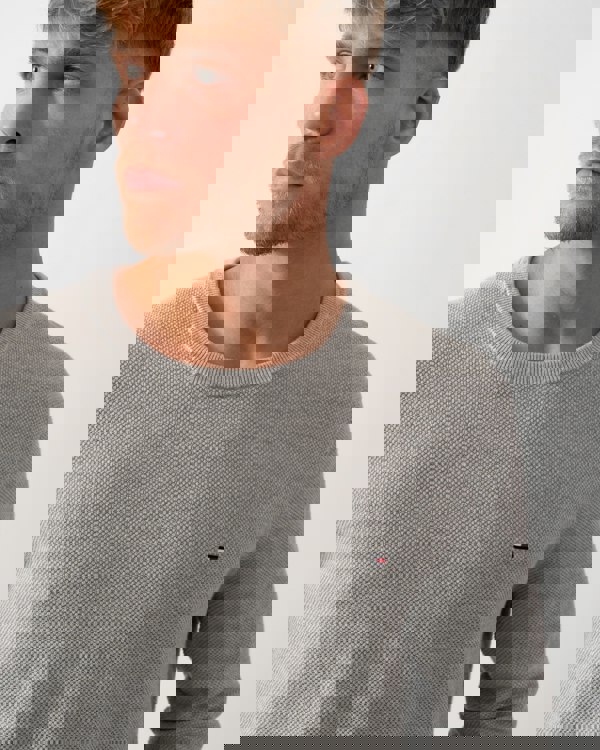 Tommy Hilfiger Essential Structure Crew Neck Mens Sweatshirt - Light Grey Heather - CHO - Designer Mens Jumpers