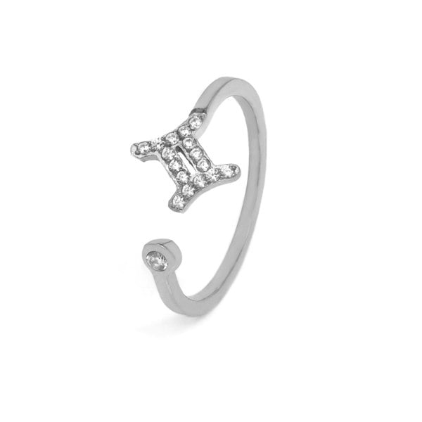 Say It With Gemini Ring with CZ Stones - Silver Plated