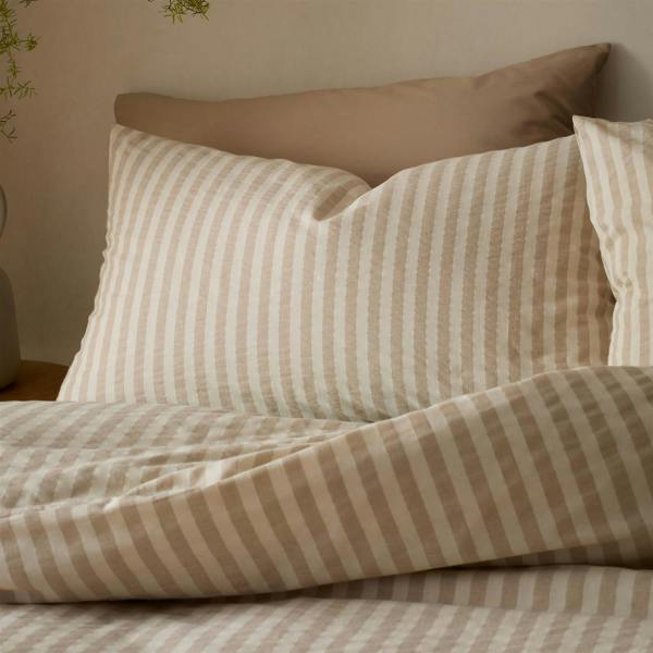 Pineapple Elephant Cotton Rich Woven Stripe Natural Duvet Cover Set