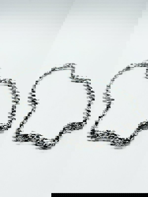 SVNX Silver and Black Coloured Woven Chain Necklace