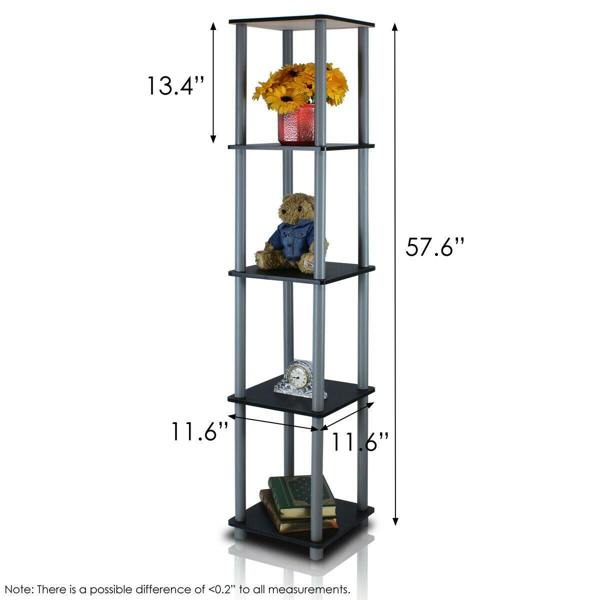 WALPLUS Turn-N-Tube 5-Tier Corner Square Rack Display Shelf, Black/Grey perfect for organized storage and display