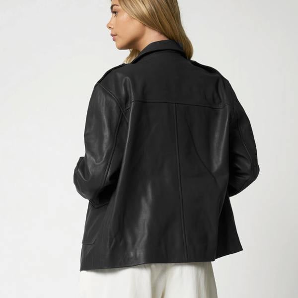 Barneys Originals Women's Real Leather Utility Leather Jacket