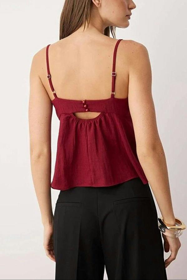 WOVCOR Linen-Look Woven Blouse with Bow Detail