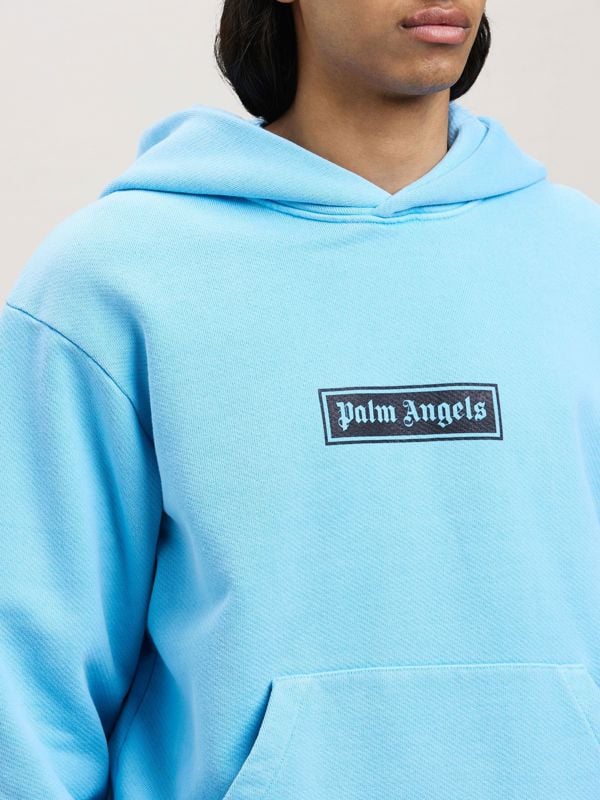 Palm Angels Garment Dyed Box Logo Hoodie - Light Blue