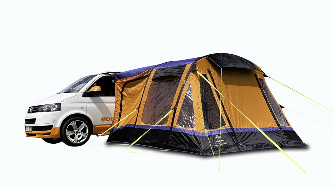 Orange Loopo Breeze® v2 Inflatable Campervan Awning on a white background OLPRO imageset:Orange