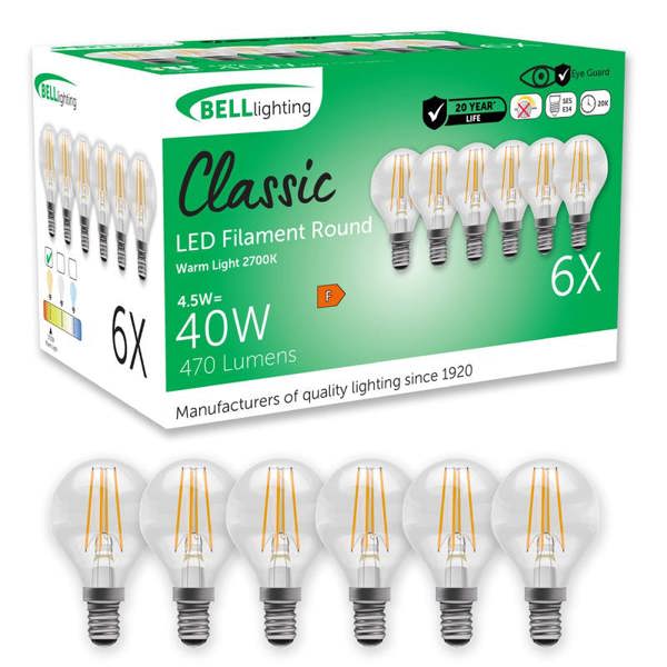 BELL Lighting E14 LED Filament Golf Ball 4.7W Energy Saving Light Bulb