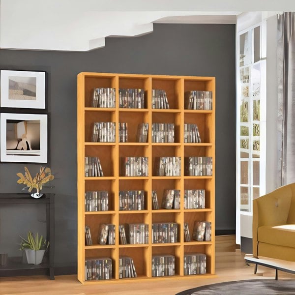 Rafaelo Mobilia 6 Tier Beech Wood Bookcase With 24 Compartments