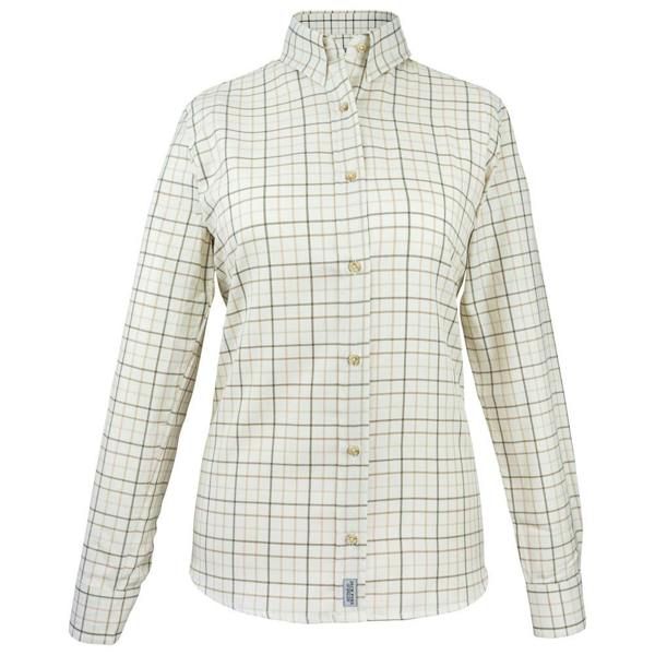 Jack Pyke Ladies Countryman shirt in brown check, with button detail and chest pocket, for countrywear, farming, or shooting
