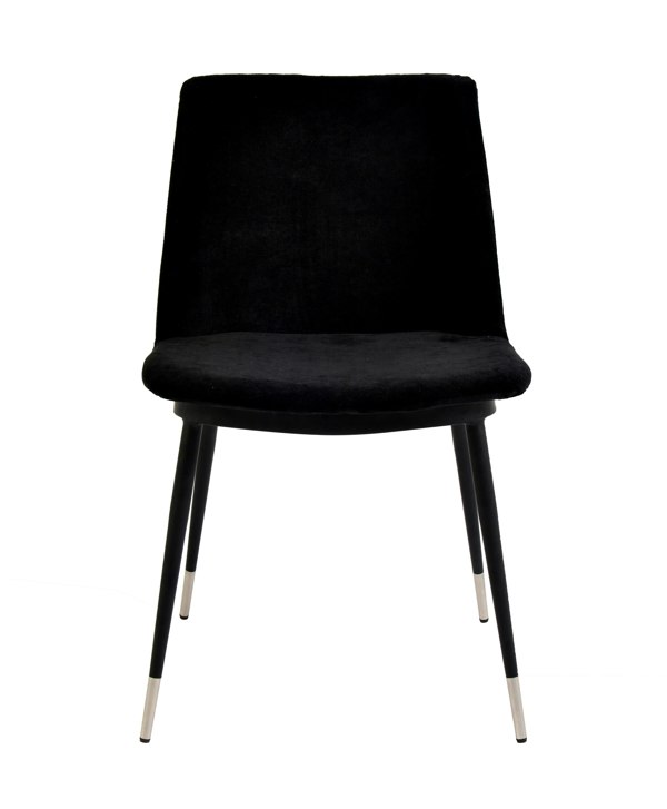 Furniture Edit Evora Black Velvet Dining Chair Silver Legs Set of 2