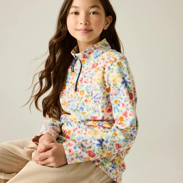 Regatta Childrens/Kids Cath Kidston Harmony Ditsy Quarter Zip Fleece Top - Cream - 