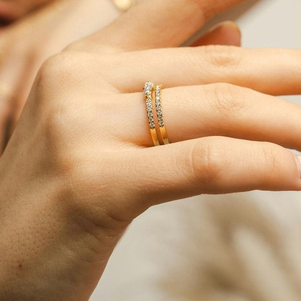 BLOOMTINE Illuminess™ Gold Vermeil Combi Stack Ring