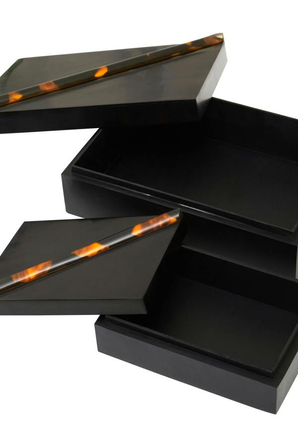 Interiors by Premier Roma Set Of Two Tortoise Shell Trinket Boxes