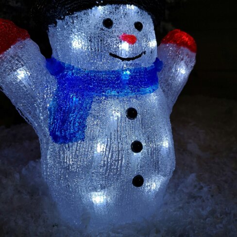 Samuel Alexander 27cm Battery Operated LED Light up Acrylic Christmas Snowman Decoration