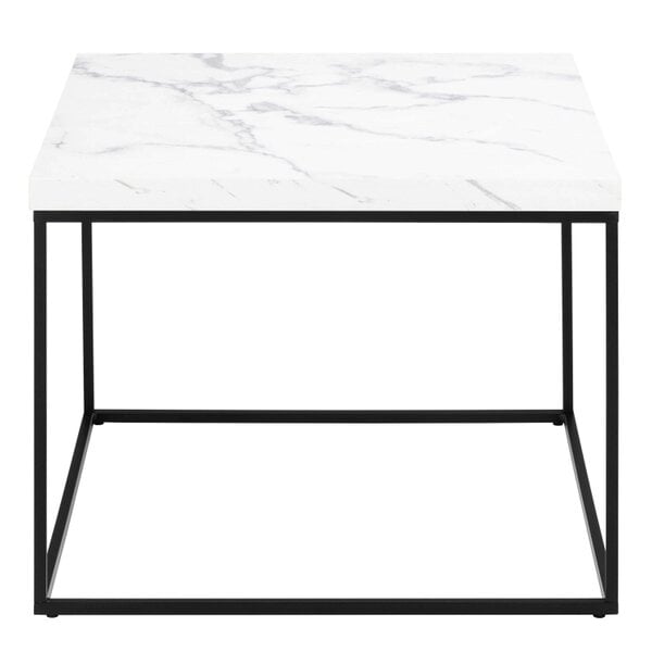 Wyld Haus Hazelmere White Marble Carrara Coffee Table Black Metal Legs
