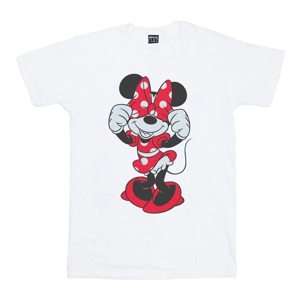 Disney Girls Minnie Mouse Bow Eyes Cotton T-Shirt - White