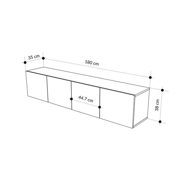 Decortie Daroca Floating Wall-Mounted TV Unit up to 65-Inch TVs 180cm(W) Soft-Close 4 Doors TV Cabinet for Living Room
