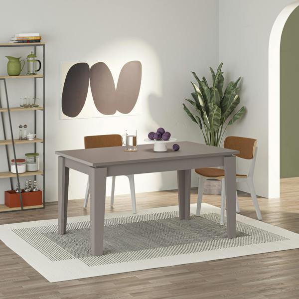 Decortie Tolmen Dining Table Rectangular Extendable Table Up to 6 Seater Contemporary Kitchen Table 140Wcm Living Room, Mocha Grey