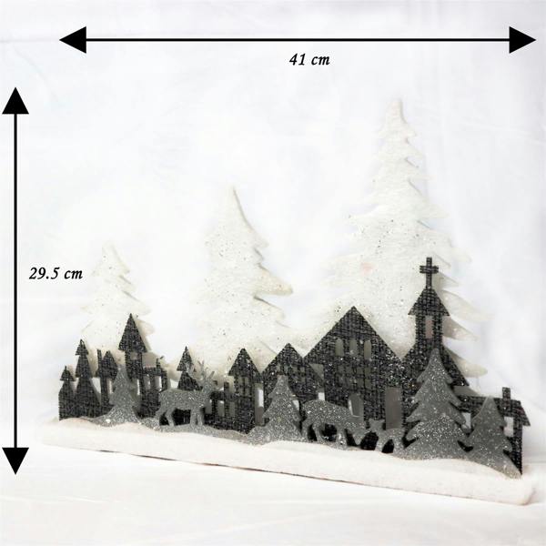 5cm Christmas Village Scene Winter Wonderland Table Decoration in Grey with Glitter Foam Finish image 5