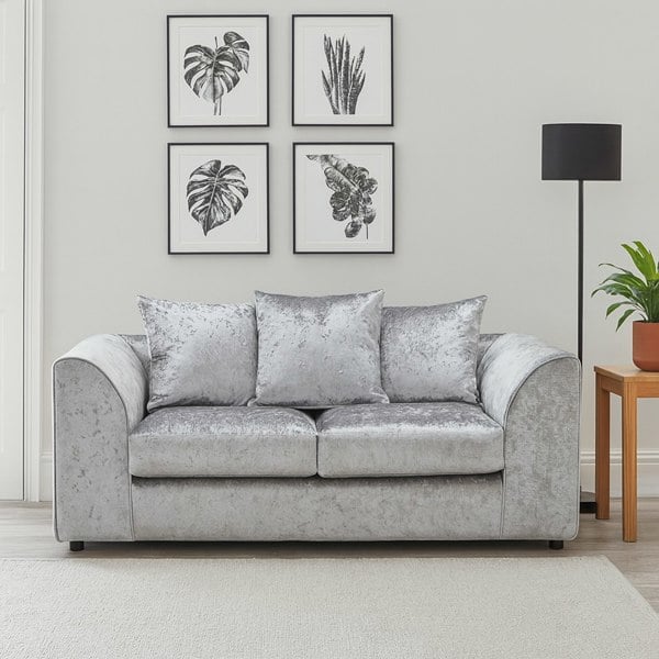 Furnishings For Less Crystal Crushed Velvet 2 Seater Sofa Scatter Back