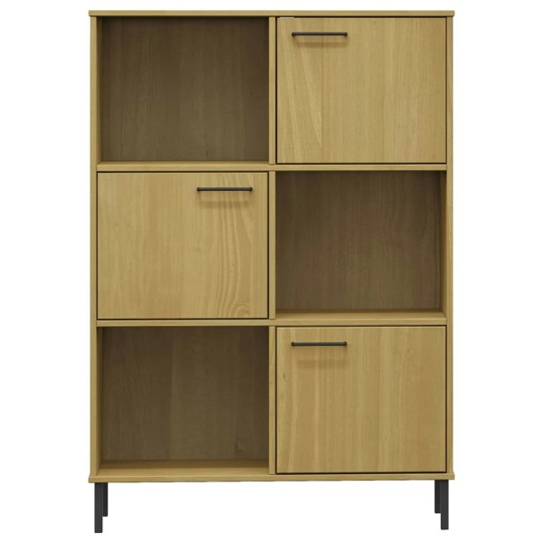 Berkfield Bookcase with Metal Legs Brown 90x35x128.5 cm Solid Wood OSLO