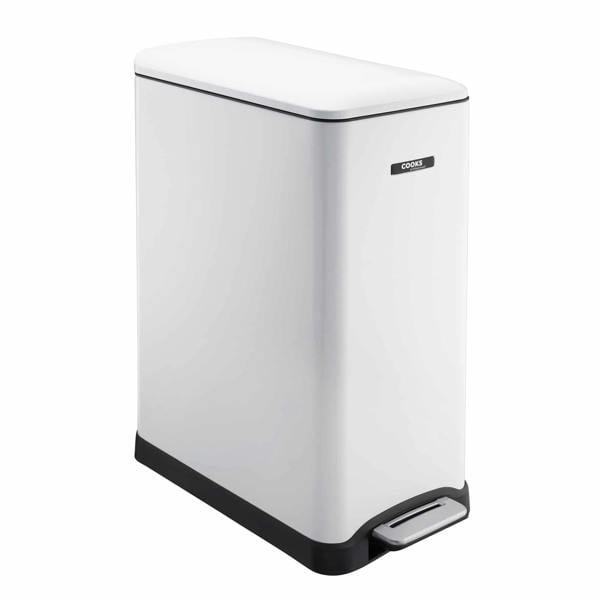 Cooks Professional 50L Dual Recycling Slimline Pedal Bin | White