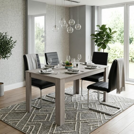 Kosy Koala Dining Table With 4 Chairs Grey Dining Set With 4 Black Chairs Dining Furniture