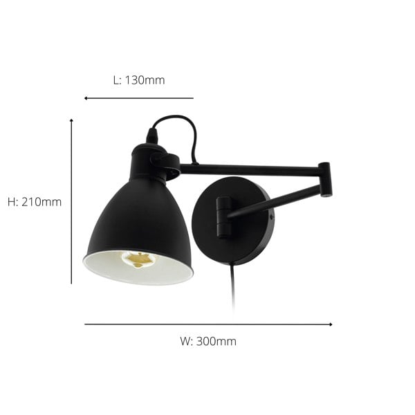 EGLO San Peri Adjustable Black Steel Wall Light