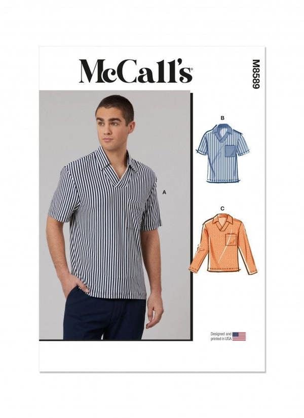 McCalls 8589 Paper Sewing Pattern – Men's Top, Size S-XXXL, Intermediate