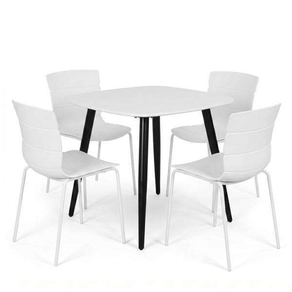 Core Products Aspen Dining Set - White Square Table & 4 Bali Dining Chairs