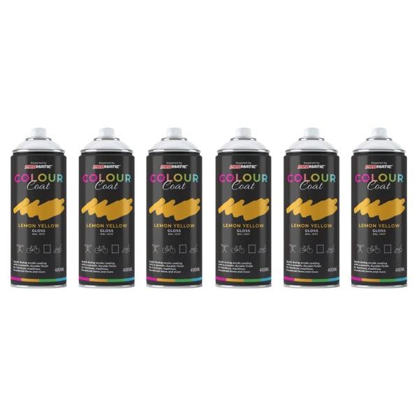 Colour Coat 6X Lemon Yellow RAL 1037 Gloss Spray Paint 400ml