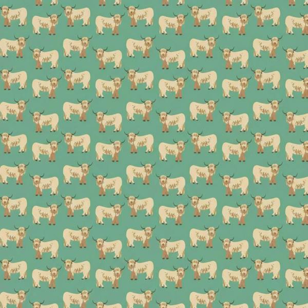 Highland Cow Green Throw 120x150cm