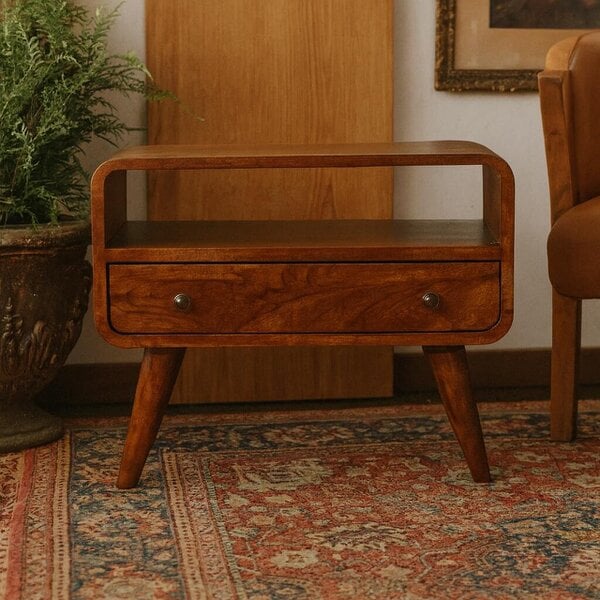 Wyld Haus Olbia Small Chestnut Mango Wood Curved TV Media Unit