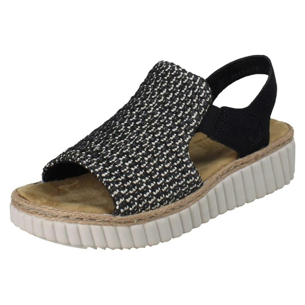 Rieker Ladies Rieker Wedge Sandal 69276 - Black