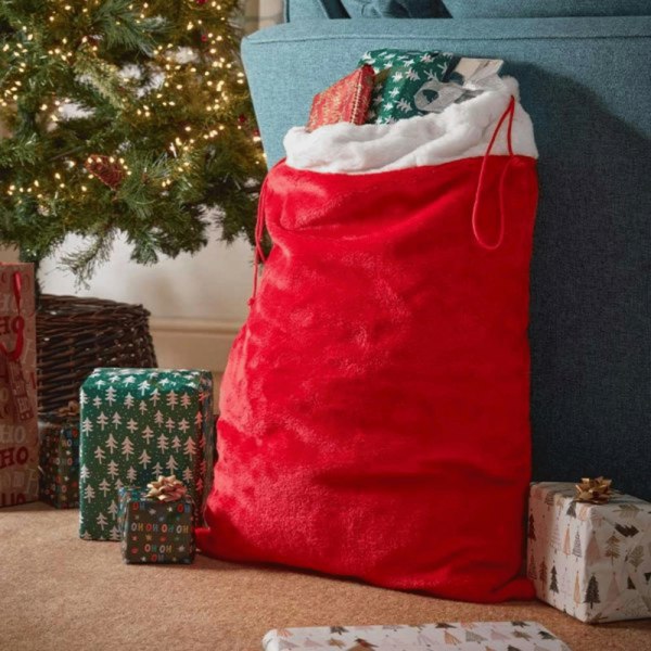 Samuel Alexander 70cm Large Red and White Christmas Santa Gift Sack with Drawstring