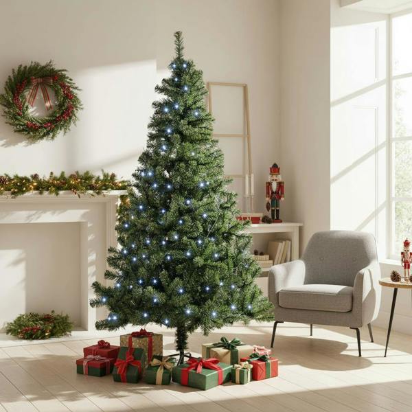 4ft to 12ft Pre-Lit Green Alaskan Pine Artificial Christmas Trees with LEDs and Metal Stand image 7