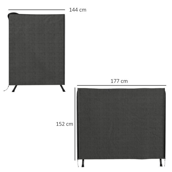 Dark grey three-seater swing chair cover with size markings: 152 x 177 cm
