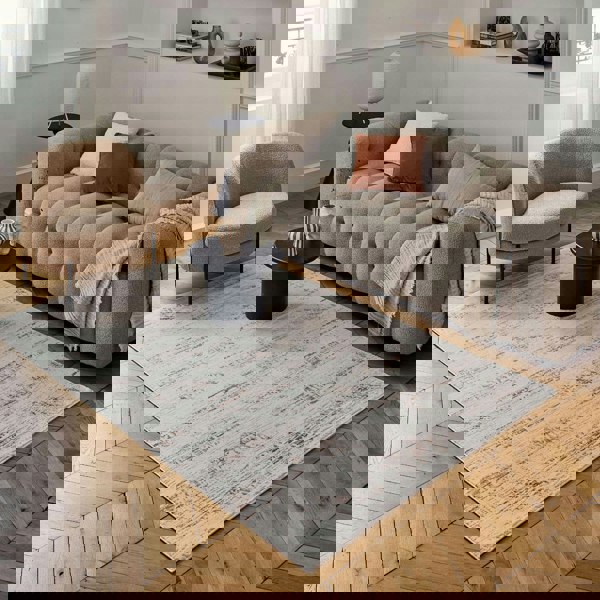 abstract rug, terra-cream colours, anti-allergic, and non-static properties