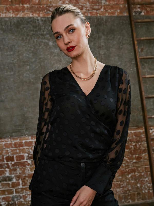 Rose & Nancy Ivy Spot Wrap Blouse