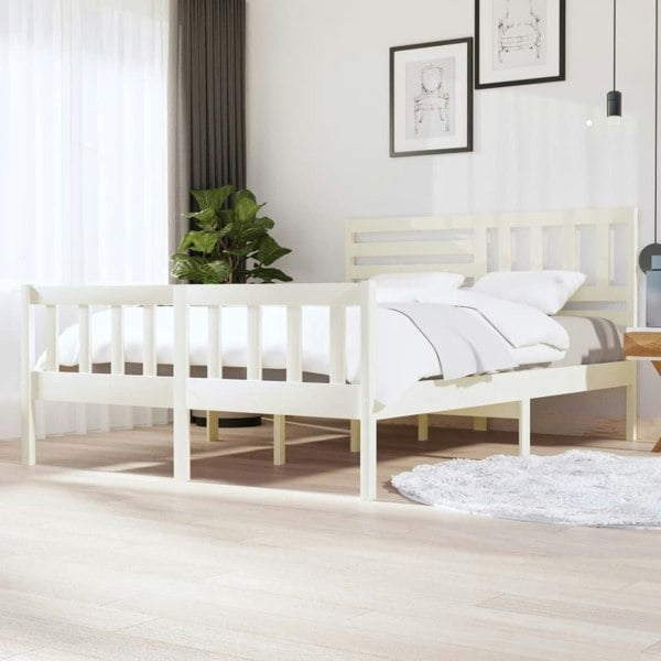 Berkfield Bed Frame White Solid Wood 160x200 cm