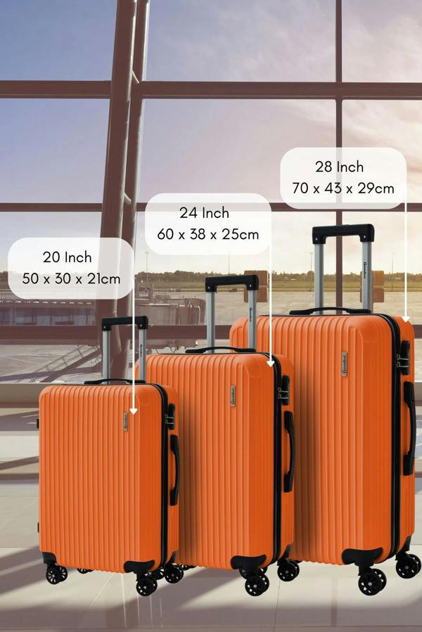 Groundlevel Cosmic Hard Shell 3 Piece Suitcase Luggage Set - Orange