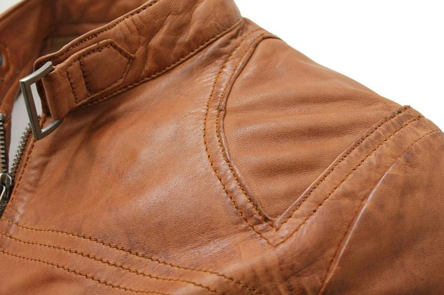 Womens Slim-Fit Leather Biker Jacket-Maldon - Upperclass Fashions 