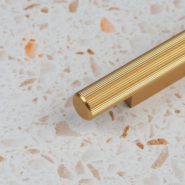 Handle & Home Gold Brass Reeded Handles