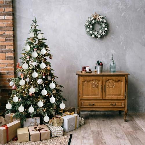 Shatchi 5cm White PVC Christmas Baubles, Pack Size Options for Festive Tree and Seasonal Displays