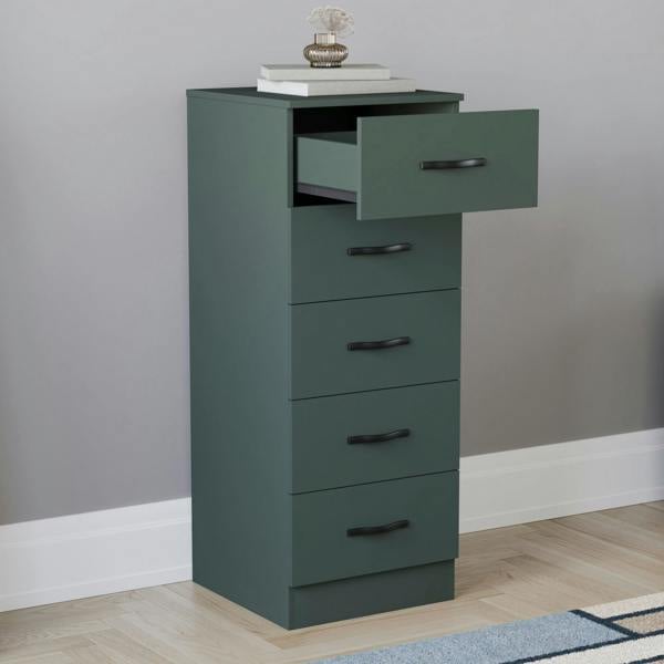 Vida Designs Riano 5 Drawer Narrow Chest, Black