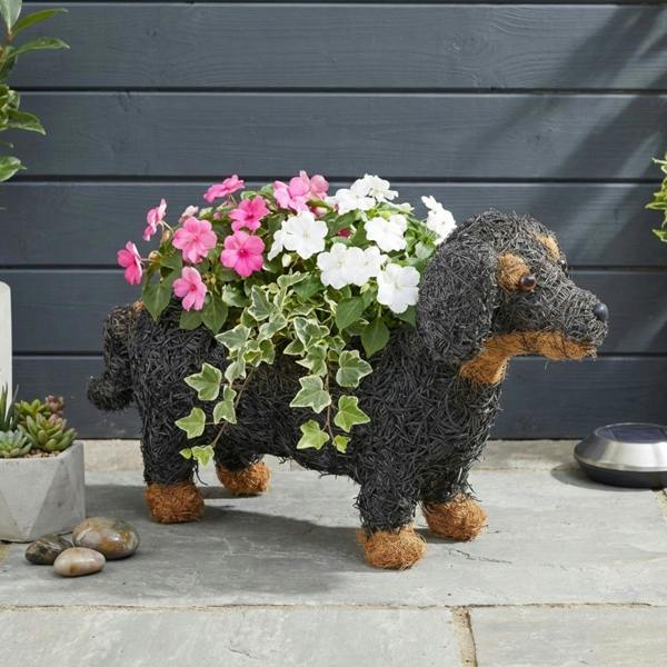 Garden Greatness Natural Rustic Dachshund Dog Planter