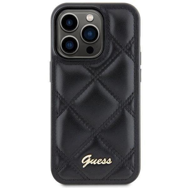 Guess Quilted Metal Logo Hard Case for iphone 15 Pro Max 6.7" Black - GUHCP115XPSQSQSK