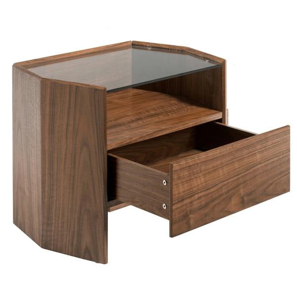 Angel Cerdá Walnut bedside table with tempered glass top 7072