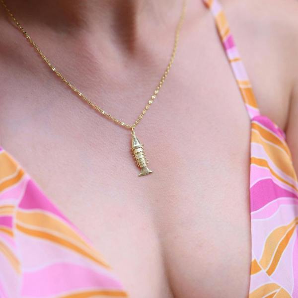 Spero London Sterling Silver Mariner Anchor Chain Sardinia Fish Necklace